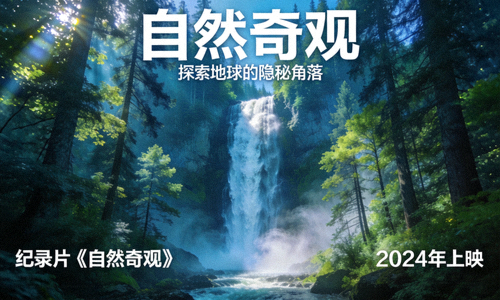 纪录片《自然奇观》海报 - 壮丽的瀑布与森林景观